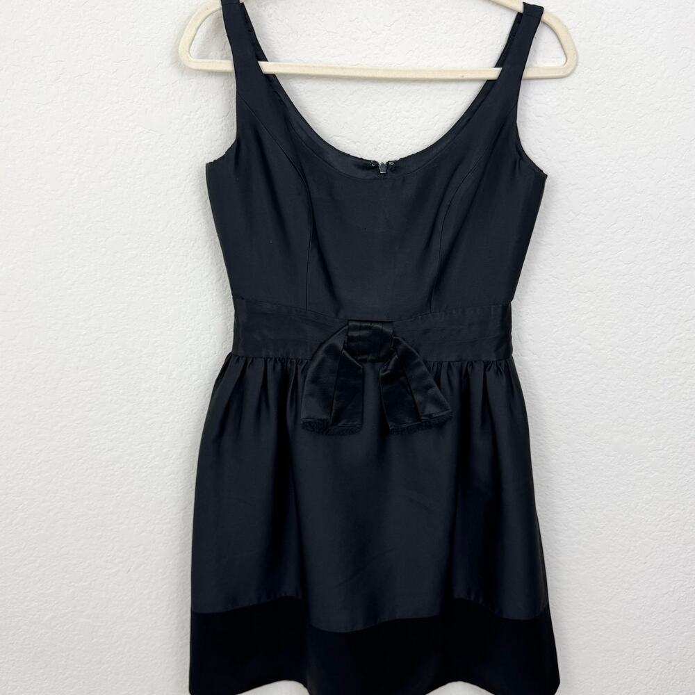 Milly Of New York Womens Party Mini Dress Size 2 Bow Silk Blend Satin Black